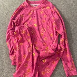 3/$15- Lands' End Pink Smiley Face Pajama Set